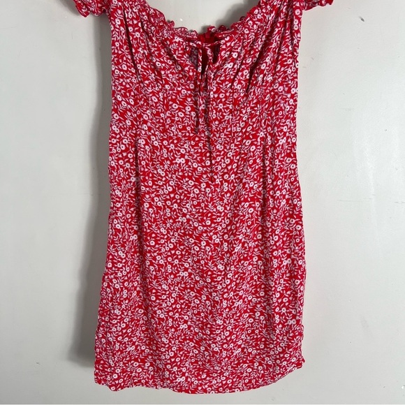 Princess Polly Red Floral Mini Dress Size 2 Feminine Romantic Ruffle Festival - Picture 9 of 16